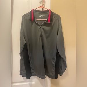 Nike Mens Golf Jacket XL 1/4 Zip Gray Black (Fushia Trim) soft shell DRI -FIT